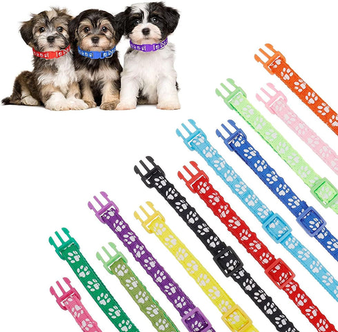 12 Pack Puppy Collars for Litter, Adjustable Puppy ID Collars Soft Nylon Whelping Collars for Newborn Litter Puppy Pets...