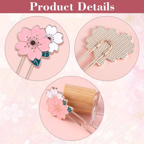 7 Pack Sakura Style Paperclips for Bookmarks, Cute Cherry Blossom Paper Clips for Office School File Planner Covers Supplies...