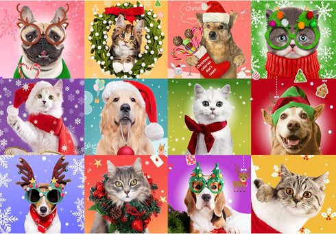 100 Piece Puzzles for Kids Ages 4-8 8-10, Christmas Puzzle Dogs and Cat Puzzles, Holiday Jigsaw Puzzles for Kids Adults, Puzzles for Kids Ages 3-5...