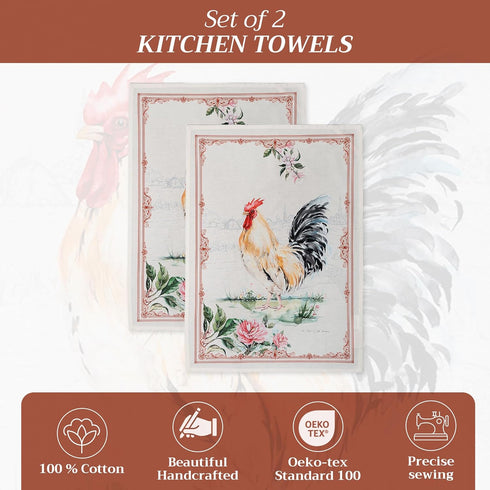 100% Cotton Kitchen Towel Campagne Maison d' Hermine Set of 2 Super Soft Highly Absorbent Hotel Quality Quick Drying Cleaning Dishcloth Tea Bar To...