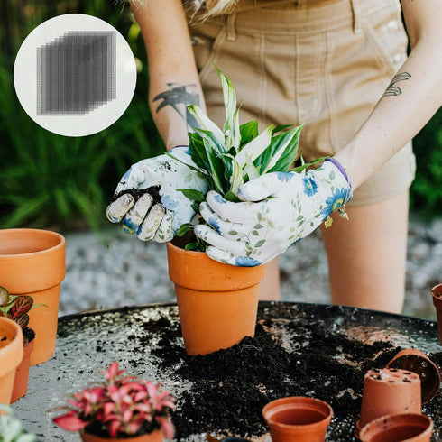 15 Pack Flower Pot Hole Mesh Pad, 11.8 * 7.8 Inch Bonsai Pot Mesh Plant Drainage Mesh Hole Screens Gasket Keep Soil from Flowing Away (Black)...