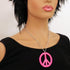 Hot Pink Hippie Peace Sign Pendant Necklace Enamel on Pewter Cosplay Jewelry...