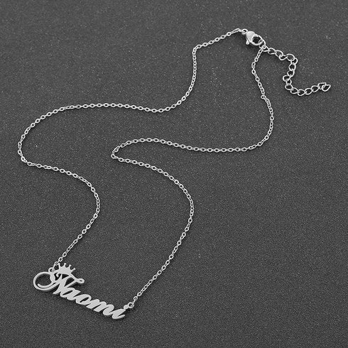 Custom Silver Name Necklace Personalized for Women, Customized Chains Name Pendants Necklaces Personalized Name Necklace with Crown for Women Girl...