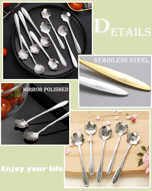 16 Pcs Teaspoon Tea Spoons, ESRISE Stainless Steel Cute Coffee Spoon for Tea Party Decorations (Silver)...