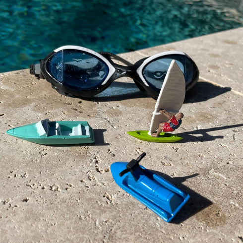 Safari Ltd. In the Water TOOB - Figurines of Jet Ski, Raft, Submarine, Motorboat, Windsurfer, Battleship, Cruise, Steam, Sail, Tug, Cargo Boat - E...