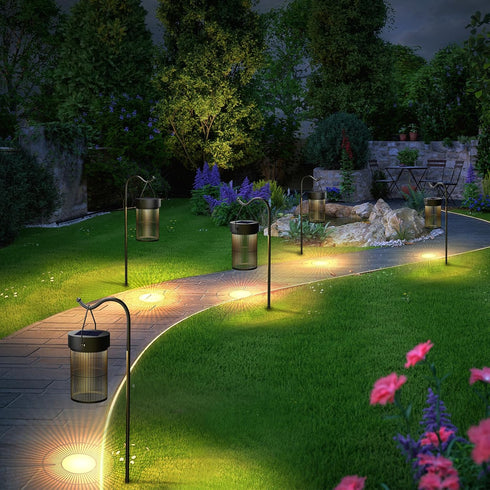 Mlambert Solar Lantern Outdoor Waterproof, Solar Hanging Lights Table Lamp, Solar Powered Outdoor Lights for Patio, Garden, Yard, Metal Decorative...