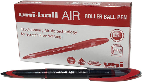 uni-ball UB-188-Micro Fountain Pen Tip 0.5mm Air Rollerball Pens, Red Gel, 12 Pack...