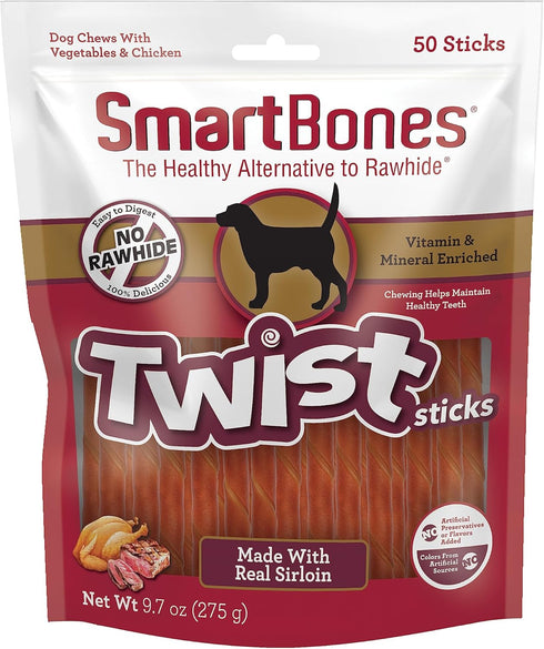 SmartBones Twist Sticks Made with Real Sirloin, 50 Count, Treat Your Dog to a Rawhide-Free Chew...