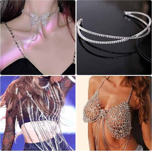 BLINGINBOX Rhinestones Chain 10 Yards SS16/4mm Crystal AB Glass Sew On Rhinestones Cup Chain with Silver Bottom Sew On Trim(ss16-4mm, Crystal AB-S...