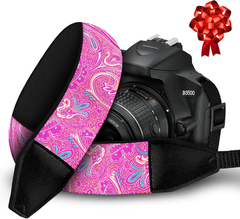 Art Tribute Camera Strap for All DSLR and Mirrorless Cameras Including Binoculars. Embroidered White Woven Universal Neck & Shoulder Strap, Floral...