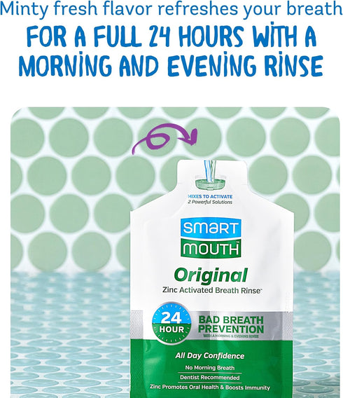 SmartMouth Original Activated Mouthwash - Adult Mouthwash for Fresh Breath - Oral Rinse for 24-Hour Bad Breath Relief with Twice Daily Use - Fresh...