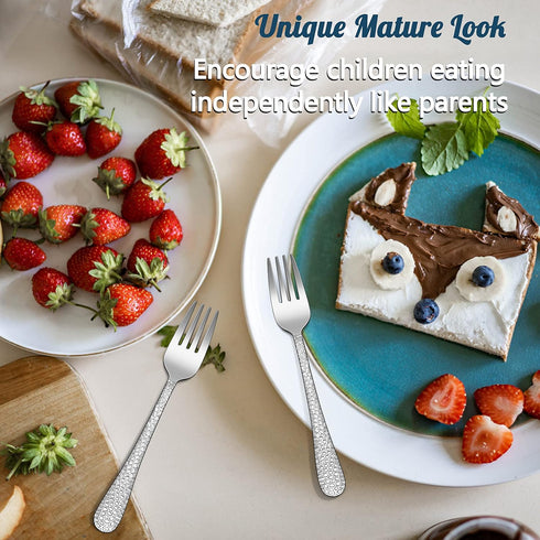 9-Piece Stainless Steel Kids Forks, HaWare Toddler Forks, Kids Silverware Preschooler Utensils, Baby Forks for Self Feeding, Mini Flatware Set for...