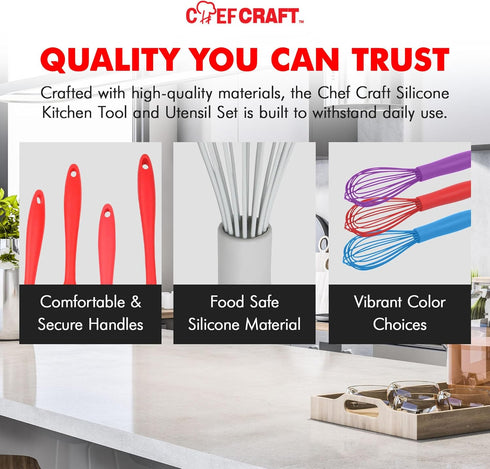 Chef Craft Premium Silicone Wire Cooking Whisk, 10.5 inch, Gray...
