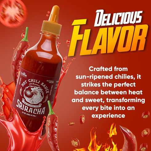 Fusion Select 10 Oz Sriracha Hot Sauce - Gourmet Spicy & Sweet Chili Sauce Seasoning for Cooking, Pizza, Stir Fry, Chicken, Meat, Taco - Made from...