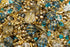 2.1oz (60 g) Mix of Unique Czech Bohemia Glass Pressed Beads, Rocailles, Aztec Pale Gold Crystal, Matte and Glossy, Hand Made BCV...