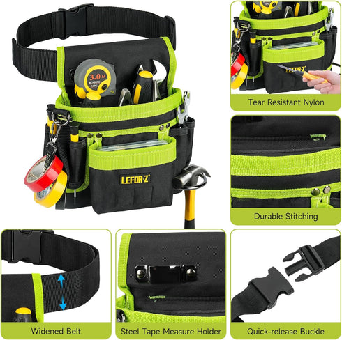 Tool Belt,Magnetic Tool Pouch,14-Pockets Tool Belts for Men,Detachable & Adjustable Tool Pouch belt for Electrician,Carpenter,Construction,Work Ap...