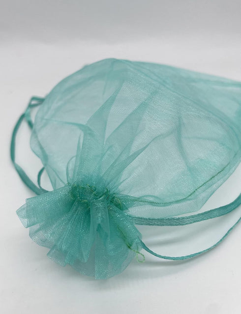 100PCS Sheer Organza Bag 5''X7'' Teal Mesh Bags Drawstring Jewelry Gift Bag for Baby Shower Wedding Party Favor Pouch Goodie Bags (Aqua)...