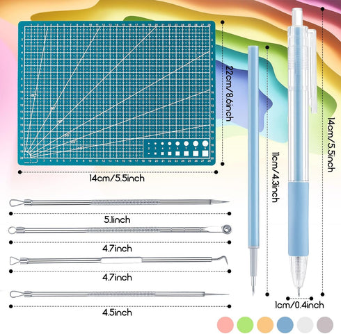 Lanties 24 Pcs Art Cutting Tools Kit, 6 Pcs Carving Craft Paper Pen Cutting Tool with 12 Pcs Refills 4 Pcs Weeding Art Tool Double Sided Cutting M...