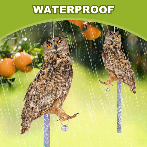 Owls to Keep Birds Away, 5 Pack Fake Owls with Reflective Tape for Garden Patio, Bird Scare Reflective Hanging Decoration to Keep Birds Pigeon fro...