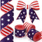 XunYee 3 Rolls Patriotic Ribbons American Flag Double Sided Star Striped Wired Ribbon Red Blue White Ribbons for Memorial Day 4th of July Independ...