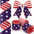 XunYee 3 Rolls Patriotic Ribbons American Flag Double Sided Star Striped Wired Ribbon Red Blue White Ribbons for Memorial Day 4th of July Independ...