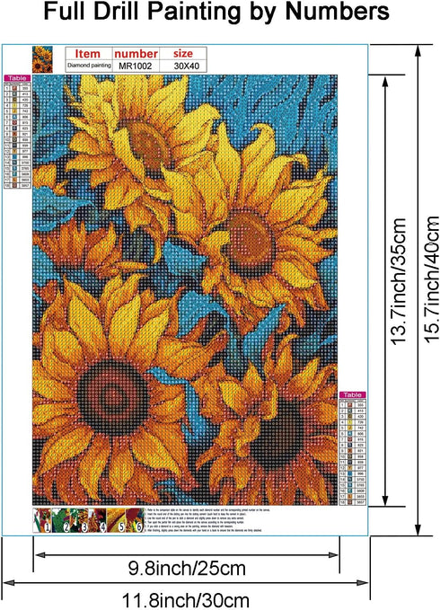 Maripabon 5D Sunflowers Painting by Numbers Kits for Adults DIY Round Diamond Art Kits Flowers Picture Art for Home Wall Decor,15.7x11.8 inch (Sty...