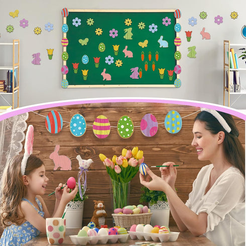 Eaasty 60 Pcs Easter Bulletin Board Decorations Religious Spring Bulletin Board Sweet Classroom Spring Easter Cutouts Including Butterfly Rabbit C...