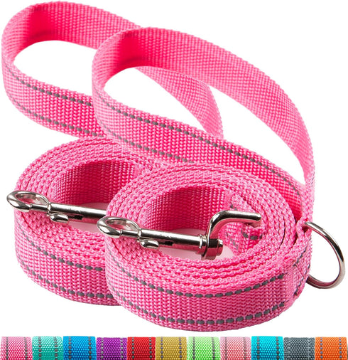 2-Pack 6FT Reflective Dog Leash for Large&Medium and Small Dogs, Strong and Durable Nylon Leashes for Walking and Training, 6 Foot Dog Leash with ...