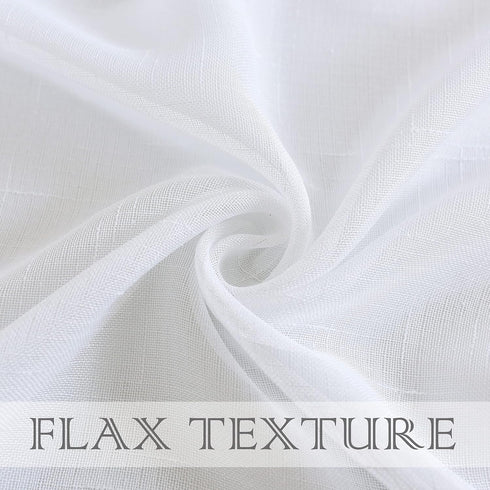 Snow White Linen Sheer Curtain Panel 72" Long Open Weave Faux Linen Window Treament Drape for Bedroom Farmhouse, Elegant Nickel Grommet Top, Sets ...