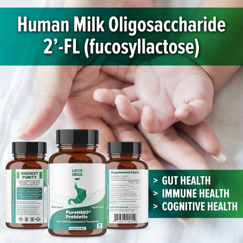 Layer Origin | PureHMO Human Milk Oligosaccharide (HMO 2'-FL) Prebiotic - Feed 180 Billion Probiotics/Serving, 30-Day Supply...