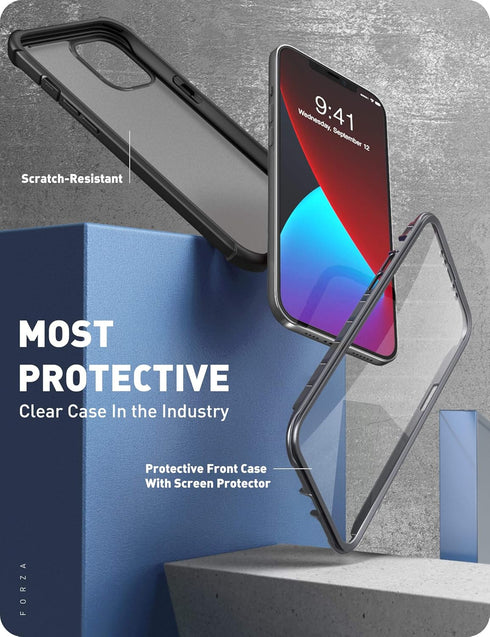 Clayco Forza Series Case for iPhone 12/12 Pro 6.1 inch (2020 Release), Built-in Screen Protector, Dual Layer Rugged Cover with Full-Body Soft TPU ...