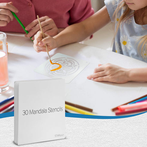 STARspun Art Stencils for Painting - 30 Piece Mandala Stencil Set 4x4" in Size - Great as Wall Stencil, Tile Stencil, Floor Stencil, Stencils for ...