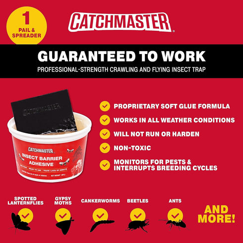 Catchmaster Tree Banding Insect Barrier DIY Kit, 15oz Pail & Spreader, Lanternfly & Ant Traps, Outdoor Adhesive Crawling Insect Trap, Glue Traps t...