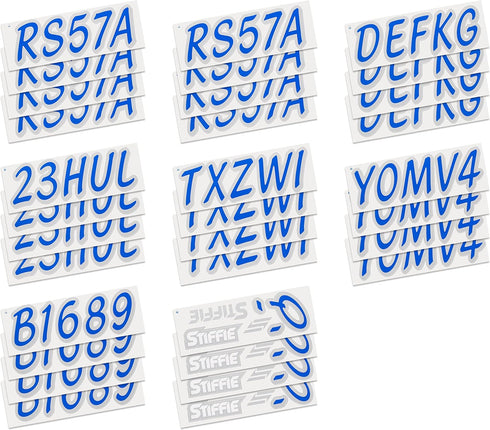 Whipline Solid Blue/Silver 3" Alpha-Numeric Registration Identification Numbers Stickers Decals for Boats & Personal Watercraft...