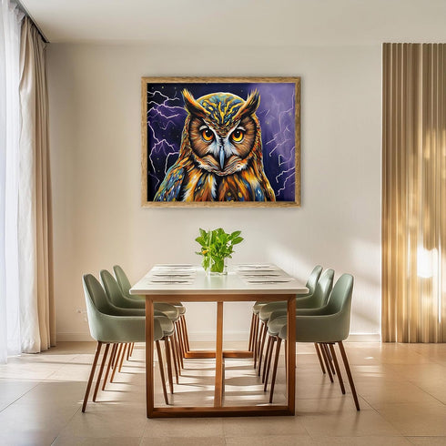 Posterizer 1 pcs- Abstract print of an owl with a background of Thunder-Art for Animal Lovers-Abstract & Modern Art- Gift for Men Women Teens-Deco...