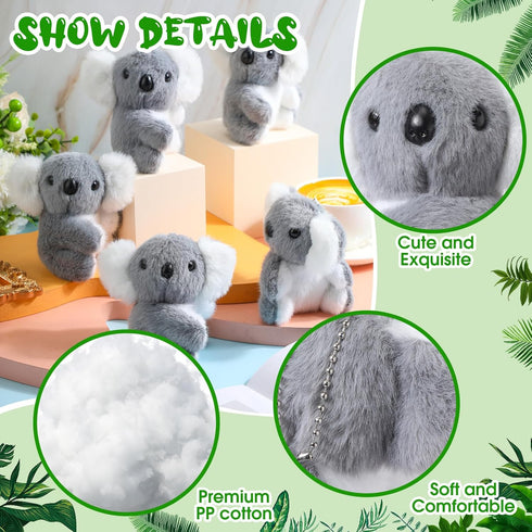 Poen 9 Pcs Koala Stuffed Animal, Plush Koala Bear Simulation Cute Small Stuffed Animals Doll Mini Koala Toy with Pearl Chain Soft Koala for Birthd...