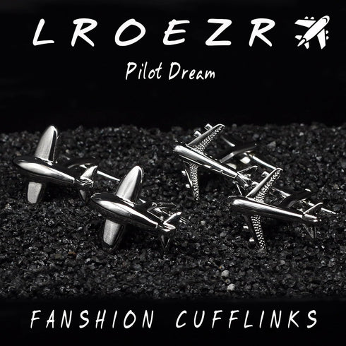 Men's Cufflinks Aircraft Unique Design Tuxedo Shirt Cuff Links Sets for Wedding Business, With Gift Box, 2 Pairs...