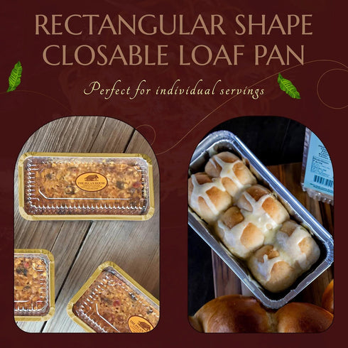 KitchenDance Disposable Aluminum Closable Loaf Pan with Plastic Lids, 2 Pounds, Gold, 1850P...