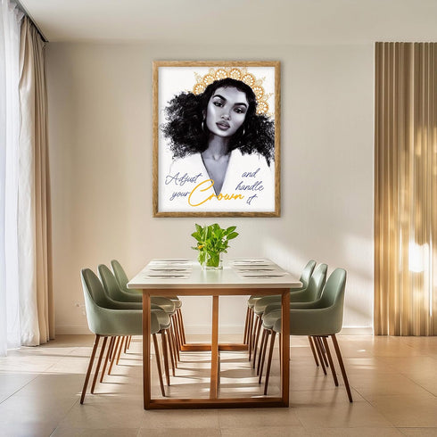 Posterizer 1 pcs-Adjust Your Crown and Handle It-Girl Boss-Afro-American Art Collection-Inspirational Women's Art- Living Room Bedroom Decor- unfr...