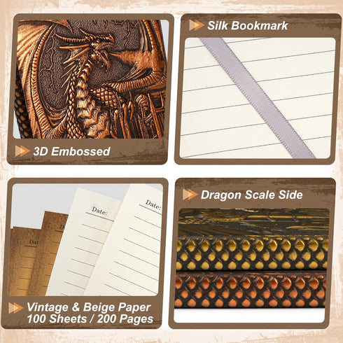 DND Dragon Journal Notebook, 3D Dragon Embossed Notebook with Pen for Dungeons and Dragons/D&D, Great RPG Accessories Nerdy Gifts for DM's & Playe...