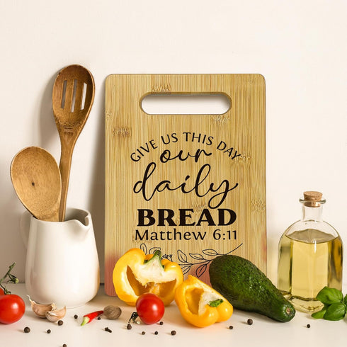 Give Us This Day Our Daily Bread Cutting Boards for Kitchen, Christian Gifts for Women, Our Daily Bread Board, Bible Verse Bamboo Cutting Board, R...