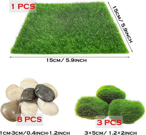 Cayway 26 PCS Outdoor Fairy Garden Miniatures Mini Zen Garden Accessories, Artificial Garden Grass, Model Trees, Terrarium Ornaments, Dollhouse Su...