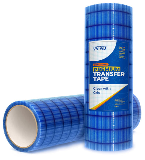 VViViD Premium Direct-Apply Transfer Tape Clear with Grid, Medium Tack for Crafting Vinyl, 12” x 50’ Easy-Apply Paper for Cricut, Sillhouette, Dec...