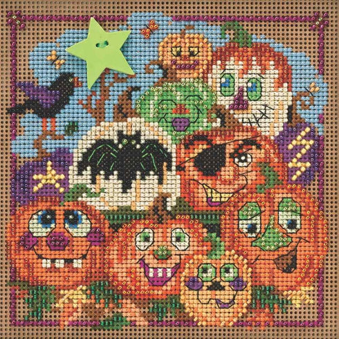 Painted Pumpkins Halloween Beaded Counted Cross Stitch Kit Mill Hill 2015 Buttons & Beads Autumn MH145206...