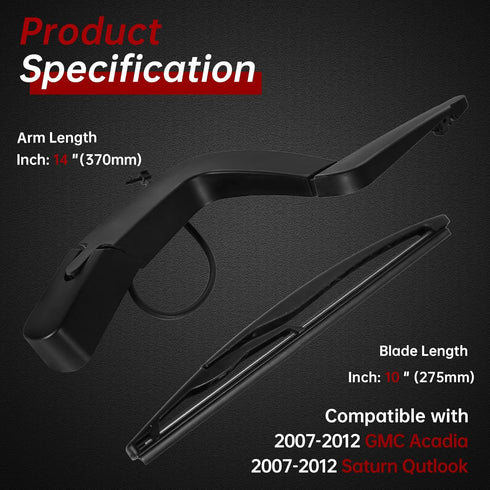 Replacement for Genuine GMC Acadia, Saturn Outlook 2007-2012, Rear Windshield Wiper Arm Blade Set - OTUAYAUTO Factory OEM Style 15276248...