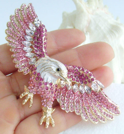 Sindary Unique 3.15" Eagle Brooch Pin Enamel Brooch Rhinestone Crystal Pendant BZ4717...