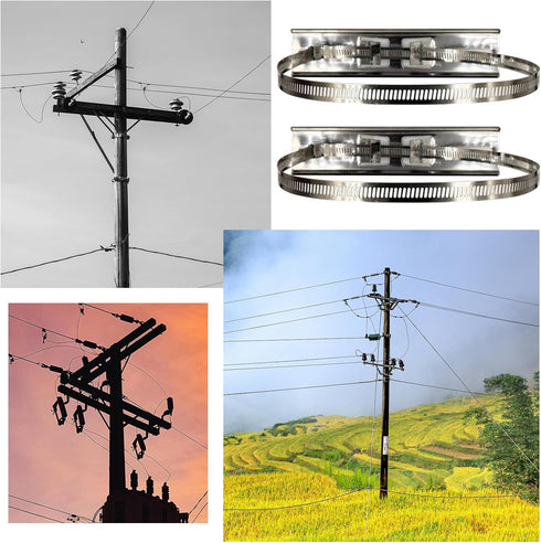 2 Set Pole Mounting Kits 304 Stainless Steel Brackets with Adjustable 50-200mm Clamp for Outdoor Waterproof Junction Box Plastic Electrical Enclos...