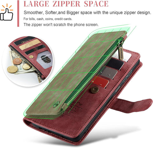 Samsung Galaxy A25 5G Wallet Case with Card Holder Kickstand Magnetic Zipper Pocket Lanyard Strap Wristlet,Leather Flip Case Wallet for Samsung Ga...