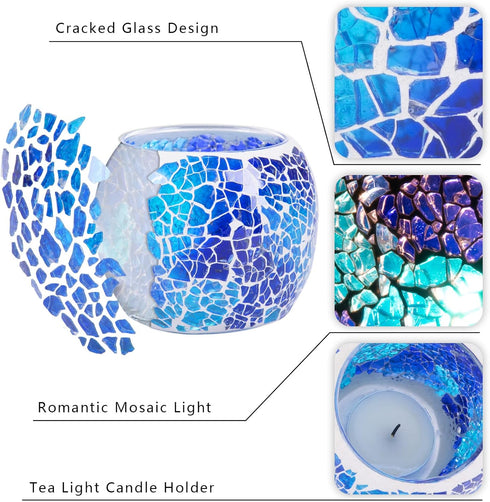 Scented Candle Holder Mosaic Glass Tea Light Holder,Handmade Romantic Glass Tealight Candle Holder for Aromatherapy,Party Décor(NO Candles),Also U...