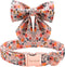 Unique style paws Dog Collar with Tie Adjustable Pink Bowtie Puppy Collars for Small Medium Large Dogs and Cats-M...